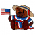 C1: Hands, Feet, Nose & Ear---Fox(Isacord 40 #1186)&#13;&#10;C2: Head, Legs & Arms---Rust(Isacord 40 #1058)&#13;&#10;C3: Hat---Flax(Isacord 40 #1055)&#13;&#10;C4: Dress, Hatband, Collar & Flag Field---Blue Ribbon(Isacord 40 #1535)&#13;&#10;C5: Dress Trim,