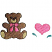 C1: Bear---Bark(Isacord 40 #1186)&#13;&#10;C2: Paws & Muzzle---Pecan(Isacord 40 #1128)&#13;&#10;C3: Splash---Turquoise(Isacord 40 #1095)&#13;&#10;C4: Heart & Bow---Petal Pink(Isacord 40 #1225)&#13;&#10;C5: Outline---Black(Isacord 40 #1234)