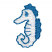 C1: Seahorse---White(Isacord 40 #1002)&#13;&#10;C2: Outline---Tropical Blue(Isacord 40 #1534)