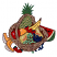 C1: Background---Rust(Isacord 40 #1058)&#13;&#10;C2: Pineapple---Seaweed(Isacord 40 #1209)&#13;&#10;C3: Banana---Citrus(Isacord 40 #1187)&#13;&#10;C4: Orange & Cantaloupe---Papaya(Isacord 40 #1024)&#13;&#10;C5: Cantaloupe Rind---Ivory(Isacord 40 #1149)&#1