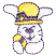 C1: Bunny---White(Isacord 40 #1002)&#13;&#10;C2: Hat, Egg & Stamen---Daffodil(Isacord 40 #1135)&#13;&#10;C3: Nose, Band, Egg & Outlines---Cachet(Isacord 40 #1080)