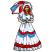 C1: Dress & White Stripes---White(Isacord 40 #1002)&#13;&#10;C2: Dress & Stripes Shading---Winter Sky(Isacord 40 #1165)&#13;&#10;C3: Belt---Chicory(Isacord 40 #1249)&#13;&#10;C4: Belt Shading---Cerulean(Isacord 40 #1534)&#13;&#10;C5: Skin---Meringue(Isaco