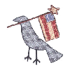 A BIRD WITH A FLAG IN MOUTH