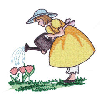 GIRL WATERING FLOWERS