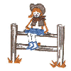 COWGIRL SITTING ON TOP OF FENCE