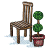 GARDEN CHAIR AND TOPIARY