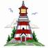 Red & White Angled Horizontal Lighthouse