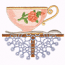 FLORAL CUP, DOILY & SPOON